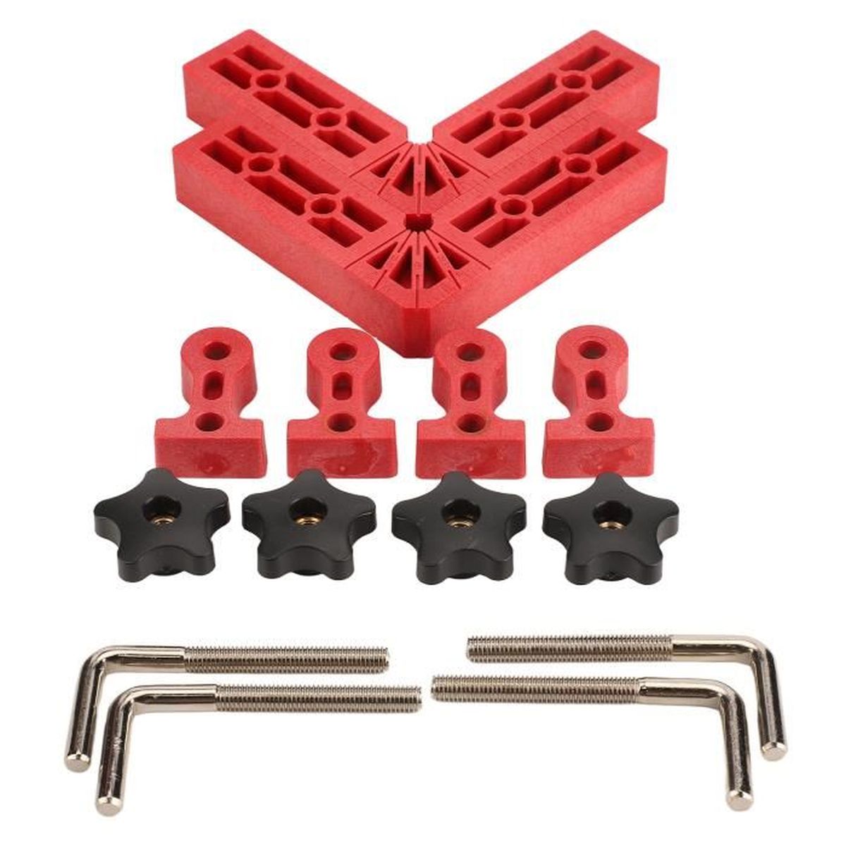 Lot De 6 Équerres De Positionnement 90° Orange – 2x 3" + 4x 4" – Pinces L Pour Assemblage Meubles Et Bois