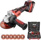 Meuleuse D'angle Brushless, TEENO Meuleuse angulaire sans fil，Vitesse à Vide 9800 trs/min，2 Batteries 20V 3.0Ah et 1 chargeur