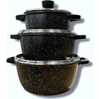 Cflagrant® France Lot de 3 faitouts marmites Façon Pierre 20cm 24cm et 28cm revêtement anti-adhésif de haute qualité tous feux