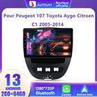 Junsun Autoradio Android 13 2Go+64Go pour Peugeot 107 Toyota Aygo Citroen C1 10 Pouces avec Carplay GPS WiFi Bluetooth Android Auto