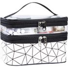 Trousse de Toilette Double Couche Grande Capacité - FONDUPIN - Blanc - TPU+PU Cuir - Vanity Case Rigide