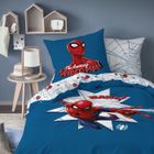 Parure de lit enfant 100% Coton - SPIDERMAN JUMPING - Bleu - 140x200+63x63cm