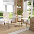 Chaise Salle à Manger - VIVOLILV - Lot de 2 en Velours Blanc - Pétale Dossier - Pieds réglables