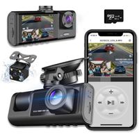 Caméra de Voiture Triple 1440P+1080P+1080P, 24Surveillance de Parking, Night Vision, G-Capteur