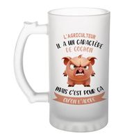 Chope L'agriculteur Caractère de Cochon | Verre à bière Pinte Métier Collègue Cadeau Travail Boulot Départ Retraite