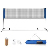 COSTWAY Filet de Badminton Portable 310 x 102 x 89-155 cm-Hauteur Réglable-2 Volants-en PE-Installation 5 Minutes-Sac de Rangement