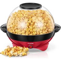 Machine à Popcorn- 5L Grande Capacité- 2 Tasses à Mesurer-800W- Plateau de Cuisson Détachable- Rouge- FOHERE