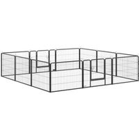 PawHut Parc enclos modulable pour animaux avec 2 portes - 12 panneaux modulables - acier noir