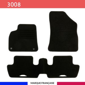 Tapis De Sol Complet Pour Peugeot 3008 I – Avant, Arrière, Coffre – Noir Caoutchouc