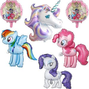 BALLON DÉCORATIF  Ballon Little Pony - Décoration Anniversaire - 6 pièces en aluminium - Motif mignon de licorne et poney