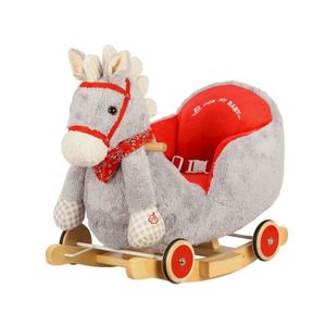 JOUET À BASCULE Dunjo® Cheval à bascule gris avec fauteuil,roulett