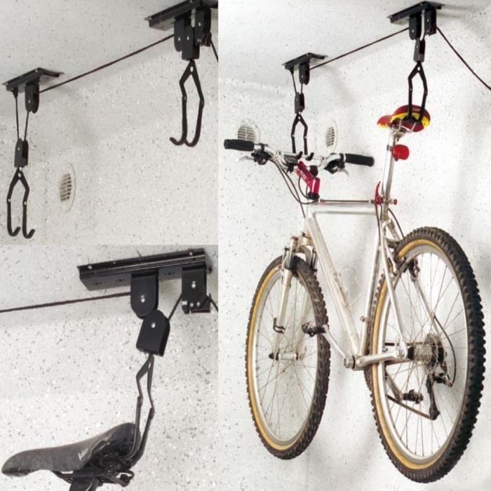 Support vélo plafond - EURO VANADIUM - Crochets pour guidon et