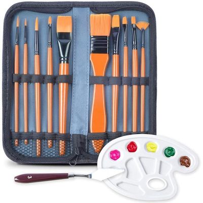 OVDGWC 20 Morceaux De Pinceaux À Huile, 1 Morceau De Palette De Couleurs, Pinceau pour Enfants, Outil D'Outil Artistique DIY, Brosse À Outils De Graffitis, Outil d'art