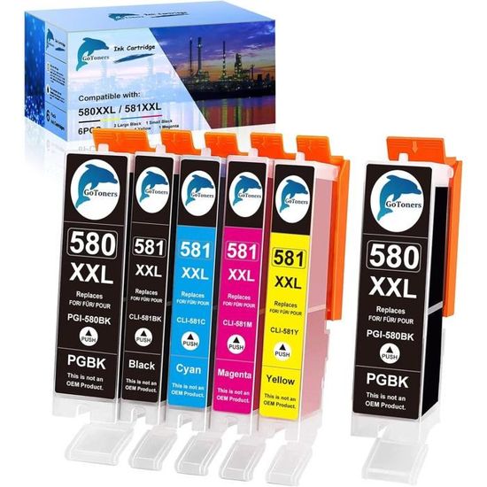 Pack 10 Cartouches D'encre Compatibles Canon PGI-580/CLI-581 XXL - Pour Imprimantes TS/TR Série - Haute Capacité - 8