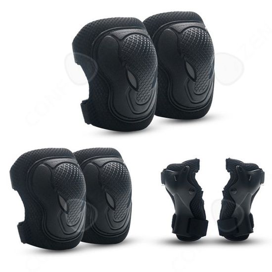 Protection Roller Enfant Adulte Ensemble de Protection avec Genouillères, Coudières et Protèges-Poignets 6 en 1 pour Le Planche à roulettes, Scooter, Vélo, Cyclisme (noir2, M