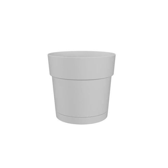 Pot à fleurs et plantes rond CAPRI LARGE - Plastique - Réservoir d'eau - diamètre 30 cm - Taupe - ARTEVASI