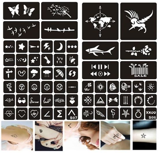 Lot De 30 Pochoirs De Tatouages Temporaires Papillons Avec Paillettes - Marque Dazzle Glitter Tattoos - Neuf - Royaume-Uni