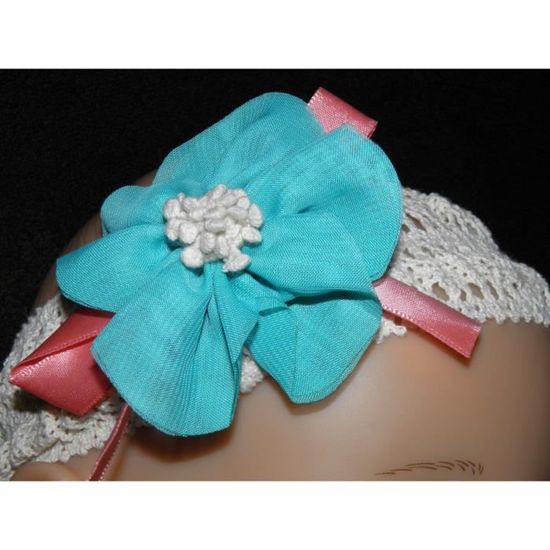 Bandeau Bébé Dentelle – Neuf, Chic Avec Fleur – Idéal Comme Cadeau
