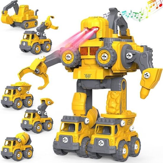 5 en 1 Enfant Jouet Camion Pompier avec Sonore et Lumineux Démonter et  Assembler Déformation Véhicule de Construction Robot - Cdiscount Jeux -  Jouets