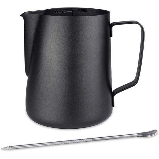 Pot à Lait Inox 350ml Barista - Pour Latte Art, Cappuccino, Bec Verseur Anti-goutte, Graduations