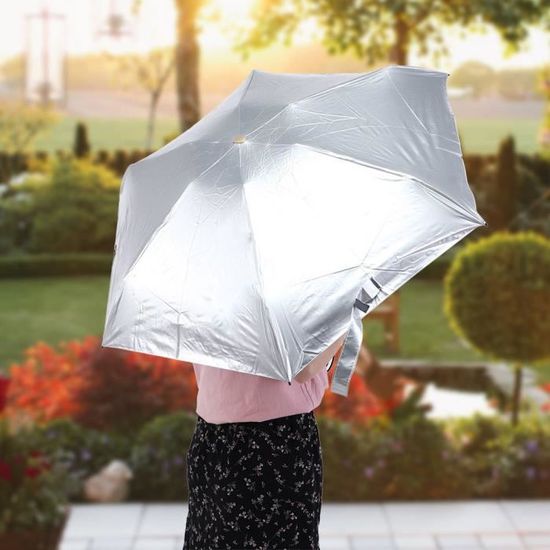 Parapluie Pliant Mini Anti-UV - 17,5 Cm - Poche Sac - Protection Solaire Et Pluie