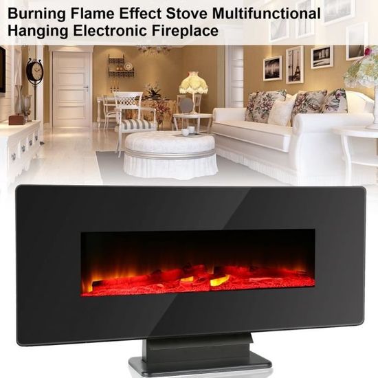 Cheminée électrique murale LED 7 effets flammes + 7 couleurs ambiance ...