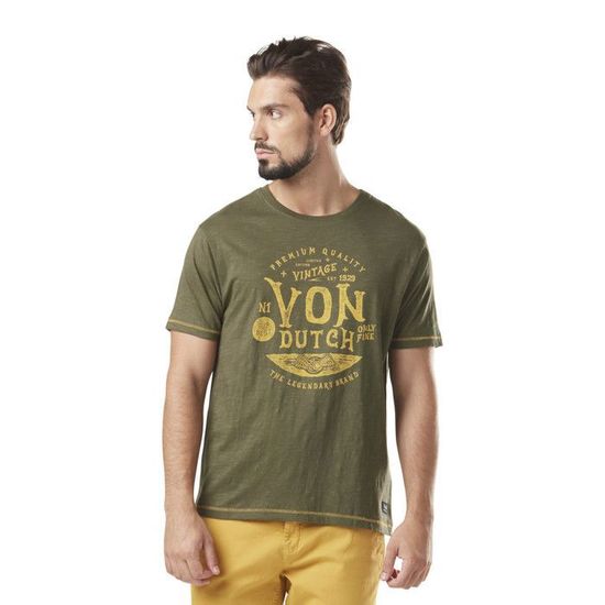 T-shirt Homme Coton Von Dutch - Coupe Régulière, Col Rond, Manches Courtes, Grammage 180 G/m², Tailles L à 3XL
