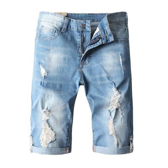 Shorts en Jeans Homme Bermuda en Jean Déchiré Marque Effet