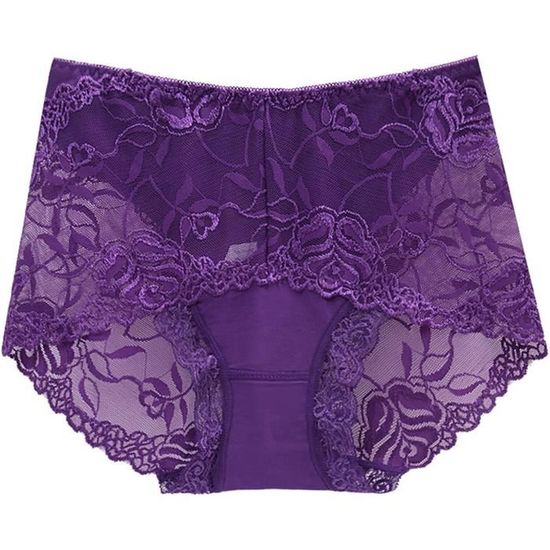 Culottes Femmes Taille Haute En Dentelle - Lot De 4, 95% Coton 5% élasthanne, Tailles 36 à 52, 11 Couleurs Disponibles