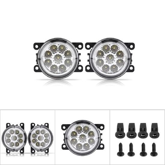 Feux Diurnes / Antibrouillard LED 12V - 9 LEDs, 320-400LM - IP67 - Pour Auto