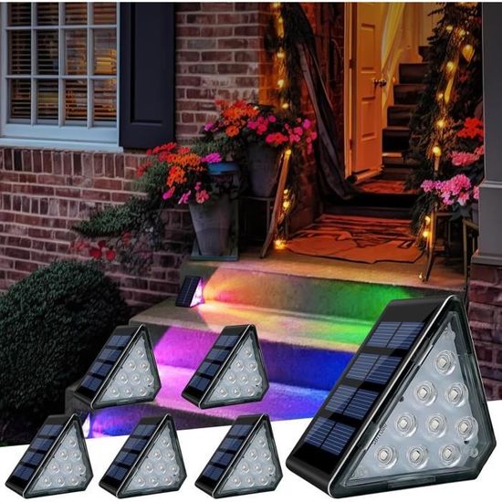 Lot De 4 Lampadaires Solaires Extérieur RGBW - IP67 Étanche - 9 En 1 Couleurs Changeantes - Énergie Solaire
