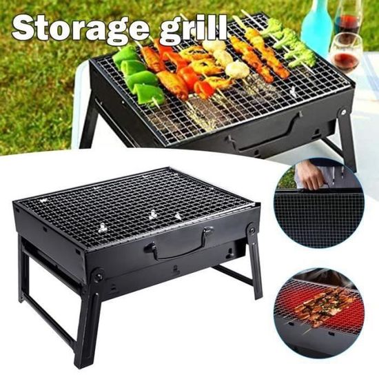 Barbecue Portable Pliable Uten - Petit Barbecue Charbon Table Avec Grille Inox, Idéal Camping & Pique-Nique