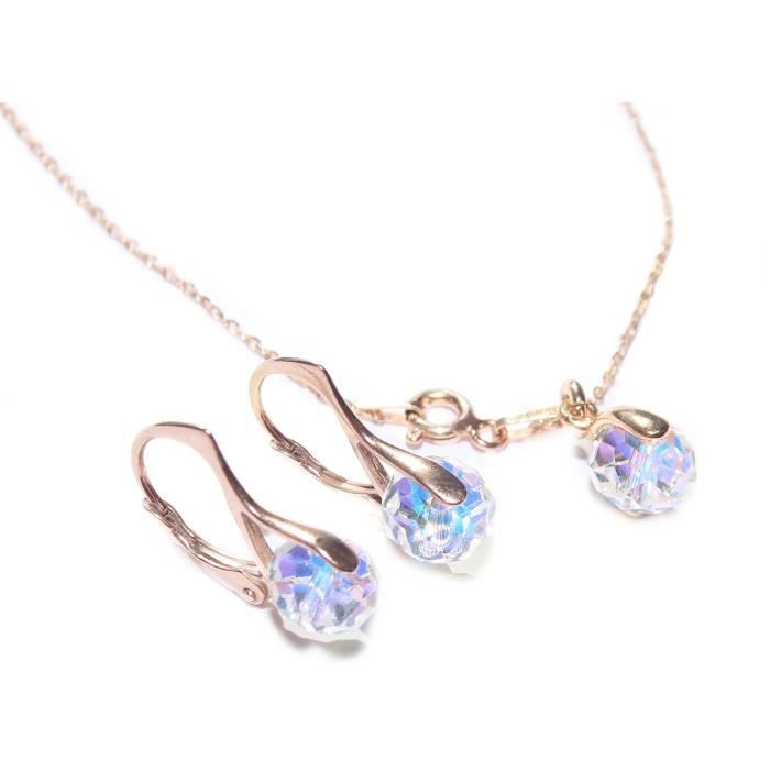Ah. Jewellery parée Cristaux à partir de Swarovski® Boreale Argent 2 pcs Ensemble de boucles d'oreille et collier pendentif. Or r