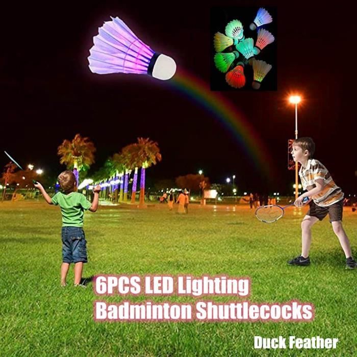 RAQUETTE DE BADMINTON 6Pcs Volants de Badminton LED Éclairage Birdies Lumineux Sports de Plein Air # YQT200402195WH
