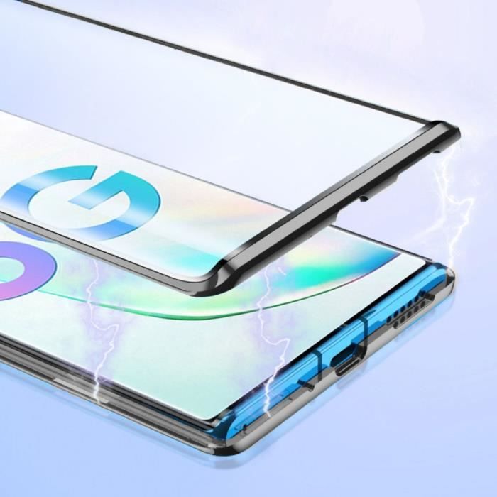 Coque Samsung S20 ,étui de protection Cadre en métal magnétique + Double face Verre trempé pour Galaxy S20 - Noir