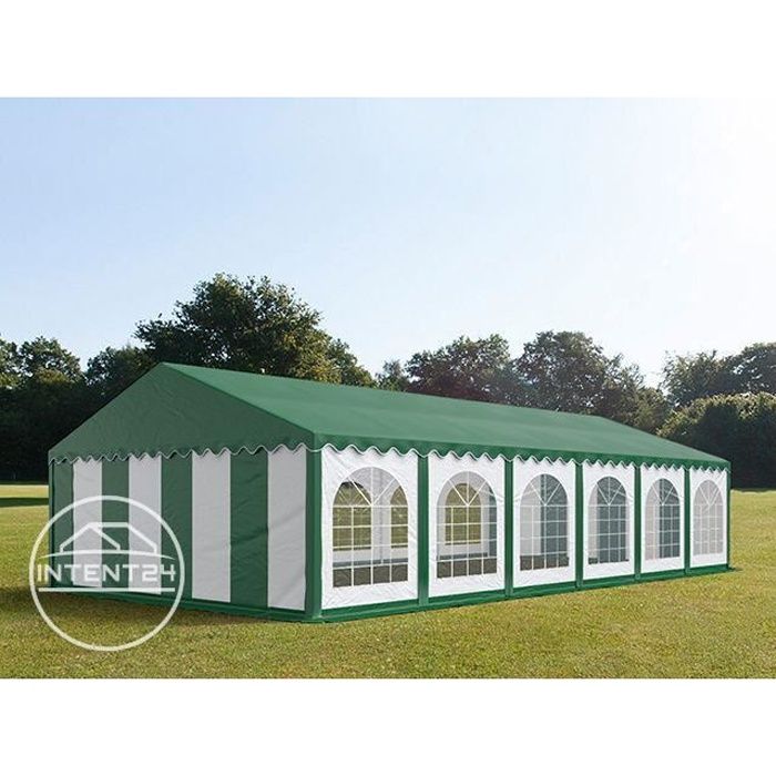 TOOLPORT Barnum 6x12 m, tonnelle chapiteau tente de réception, PVC 500g/m², H. 2 m, vert-blanc
