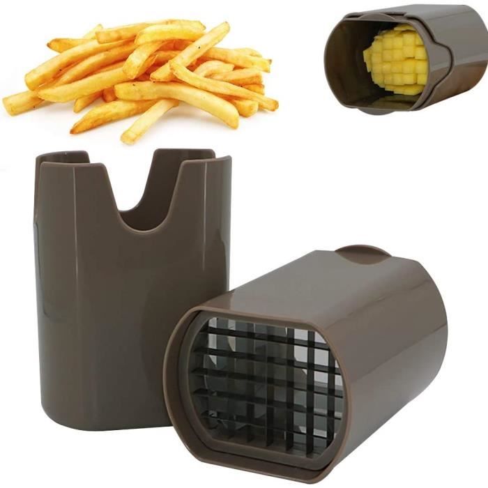 Coupe Frite, Coupe Frites Manuel, Coupe Frites Professionnel, Coupe Pomme de Terre pour Frite, Grille Coupe Frite INOX (Brun)