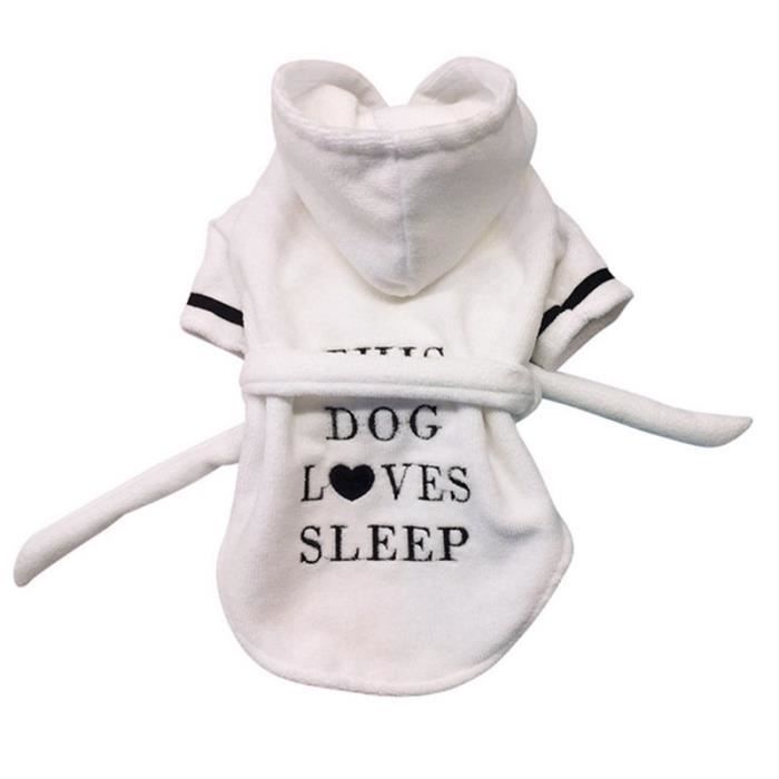 Serviette peignoir,Peignoir pour chien de compagnie Vêtements d'intérieur, pyjama pour chien doux, sèche linge pour - Type WHITE-XS
