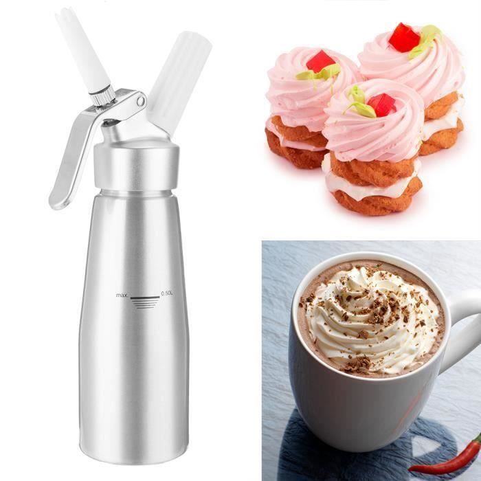 500 ml Siphon crême chantilly et mousse - pistolet crème fraîche Argent