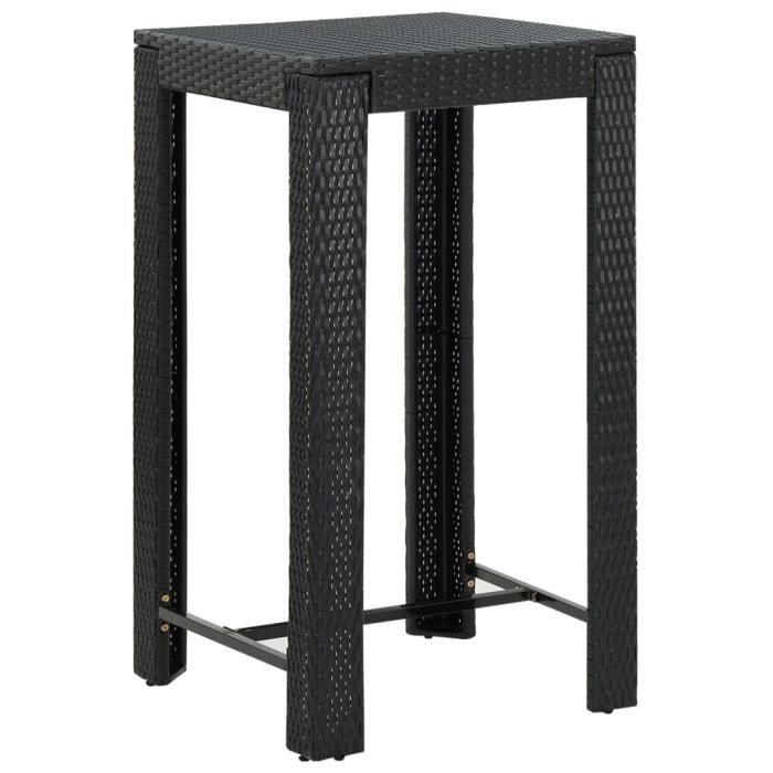 Table de bar Table haute Professionnel - Mange-Debout Noir 60,5x60,5x110,5 cm Résine tressée &4212