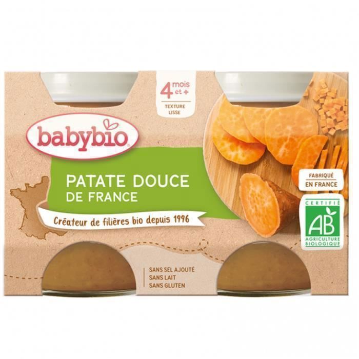 Babybio - Petit Pot Bébé Patate douce - Bio - 2x130g - Dès 4 mois