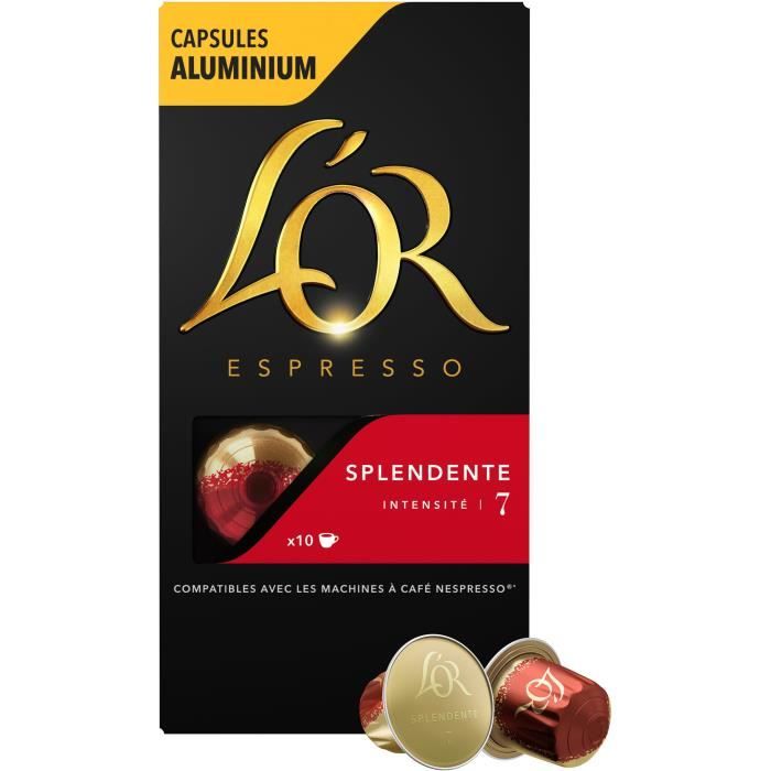 Café capsules L’Or Espresso Splendente x10, en aluminium compatibles Nespresso