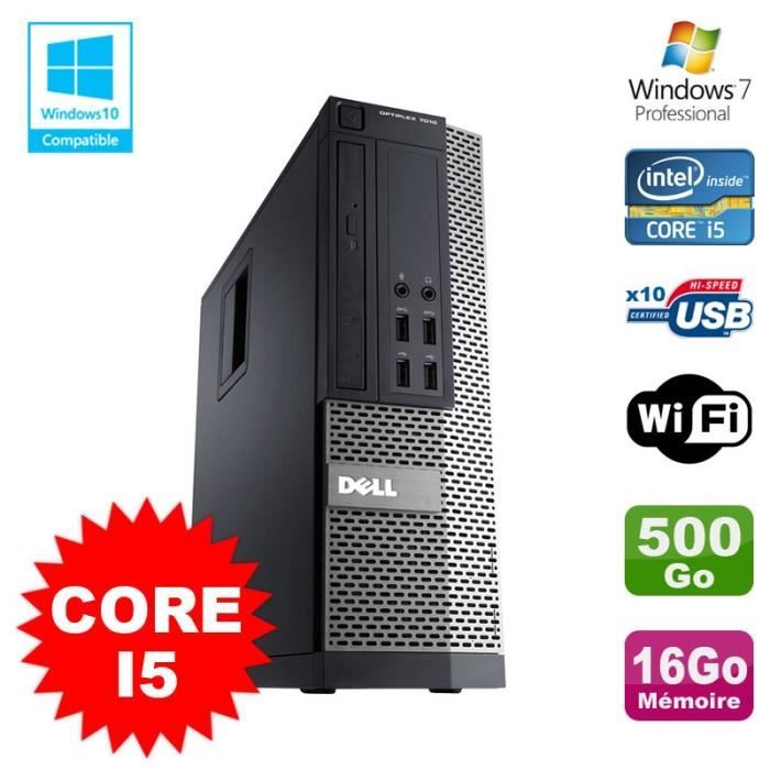 PC Dell Optiplex 7010 SFF Core I5 2400 3.2GHz 16Go Disque 500Go Wifi W7