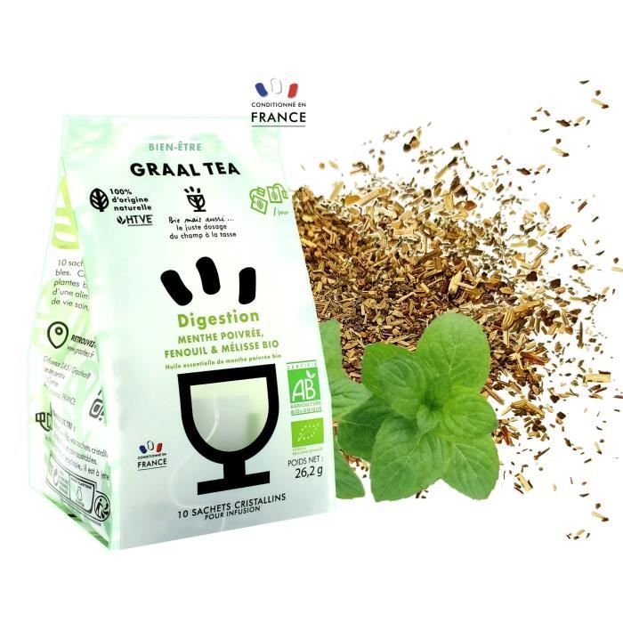 GRAALTEA DIGESTION Bio en sachet cristallin pour infusion / Menthe poivrée, mélisse, fenouil