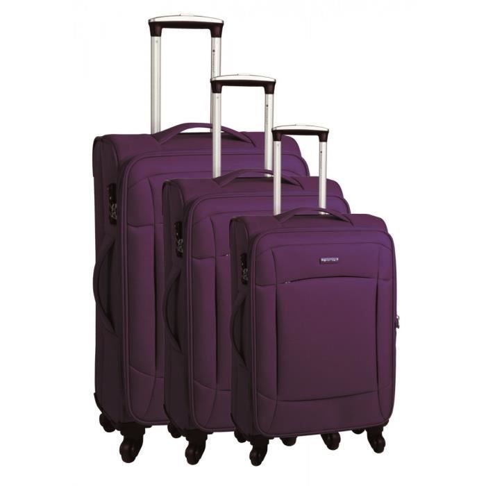 BAGAGE SNOWBALL LOT DE 3 VALISE TISSU - VIOLET