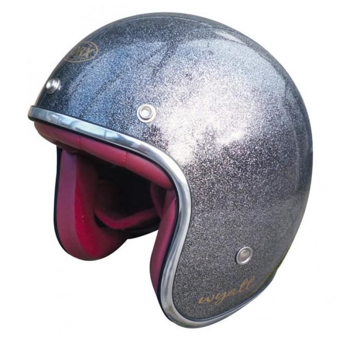 Casque jet homme femme Torx Taille L Wyatt Glitter Anthracite gris 59-60cm