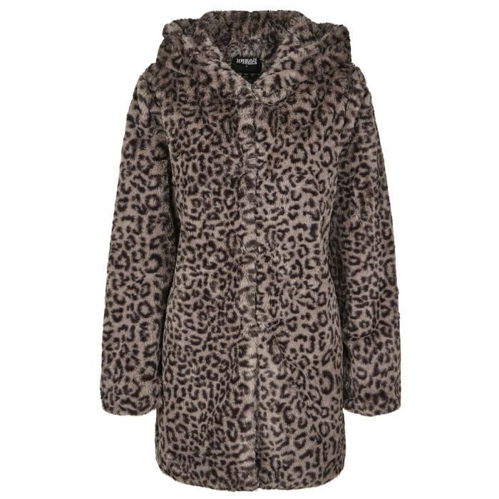 Urban Classics Manteau Teddy Léopard Manteau court gris/noir