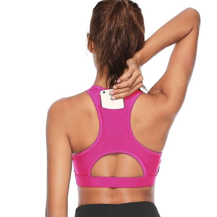 Femmes Solid Sport Bra Back Pocket Running Yoga Bras Rembourré High I mpact Workout YXQ90906682PKXS_ion