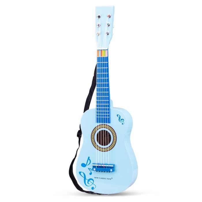 New Classic Toys guitare Notes de musique 60 cm bois junior bleu 4 pièces