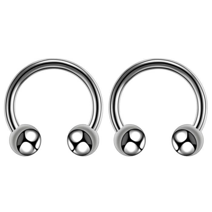 OUFER 2 Pcs Piercing Oreille Cartilage Anneau de Nez en Titane G23 Circulaire Barbell Clair CZ Fer À Cheval Anneau Septum 16G, 10mm